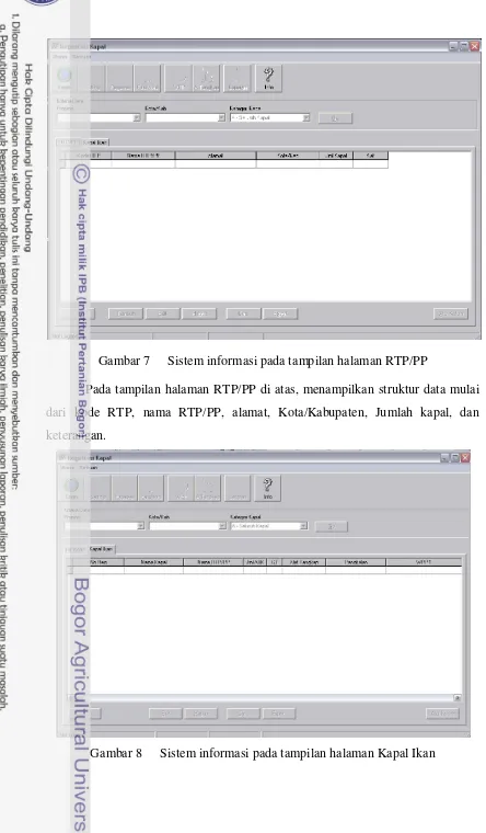 Gambar 7 Sistem informasi pada tampilan halaman RTP/PP 