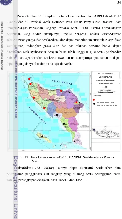 Gambar 13 Peta lokasi kantor ADPEL/KANPEL/Syahbandar di Provinsi 