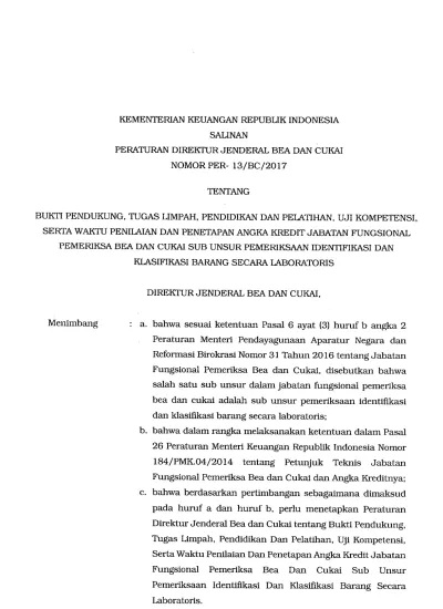 KEMENTERIAN KEUANGAN REPUBLIK INDONESIA SALINAN PERATURAN DIREKTUR ...