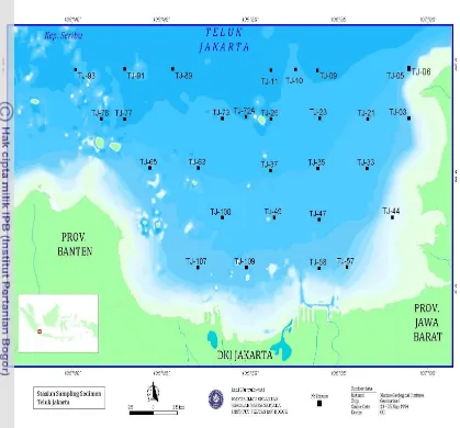 Gambar 7. Peta Letak Pengambilan Sampel Core Sedimen di Perairan                        Teluk  Jakarta  