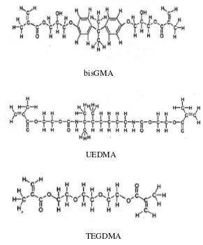 Gambar 1. Resin Bis-GMA, UEDMA, dan TEGDMA10