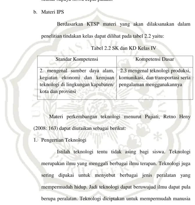 Tabel 2.2 SK dan KD Kelas IV 