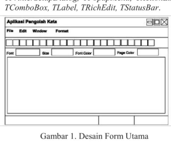 Gambar 1. Desain Form Utama  Properti rancangan form utama adalah sebagai berikut: Tabel 1