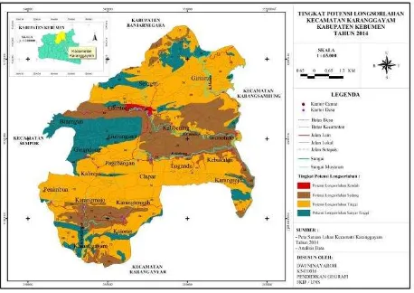 Gambar 1. Perbandingan Agihan Potensi Longsorlahan Kecamatan Karanggayam 