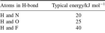 Table 2.2The energies of hydrogen bonds