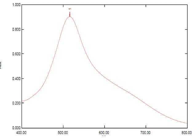 Gambar 3.1 Kurva serapan maksimum larutan DPPH 40 ppm dalam metanol secara spektrofotometri visibel