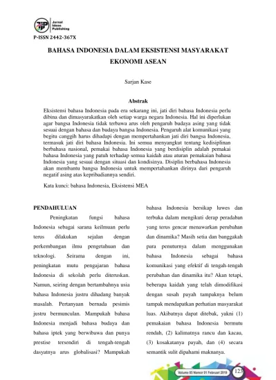 BAHASA INDONESIA DALAM EKSISTENSI MASYARAKAT EKONOMI ASEAN