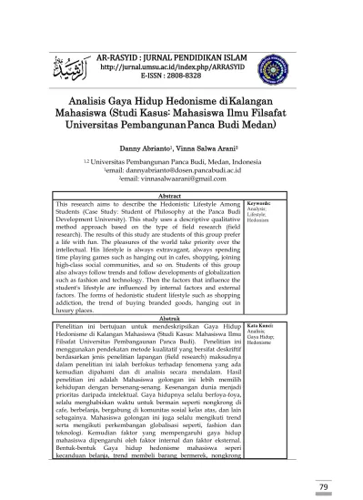 Analisis Gaya Hidup Hedonisme Di Kalangan Mahasiswa (Studi Kasus ...