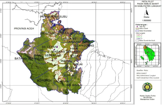 Gambar 4. Peta Areal Pengambilan Plot Pada Areal Kebun Kelapa Sawit Di Kabupaten Langkat