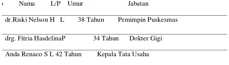Tabel 1 Identitas Informan Pimpinan dan Pegawai Puskesmas 
