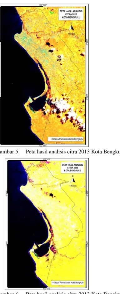 Gambar 5.   Peta hasil analisis citra 2013 Kota Bengkulu 