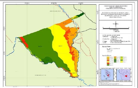 Gambar 1. Peta pengunaan lahan di kecamatan tano Tombangan  Angkola  Titik-titik  koordinat  pengambilan  sampel  per  satuan  lahan  ditunjukkan    pada  gambar 2 berikut:  