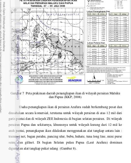Gambar 7  Peta prakiraan daerah penangkapan ikan di wilayah perairan Maluku 