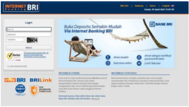 Gambar 3.3.6.3. Login BRI 