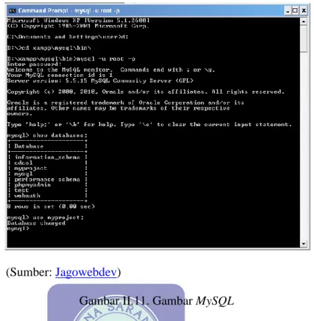 Gambar II.11. Gambar MySQL  2.  PhpMyAdmin 