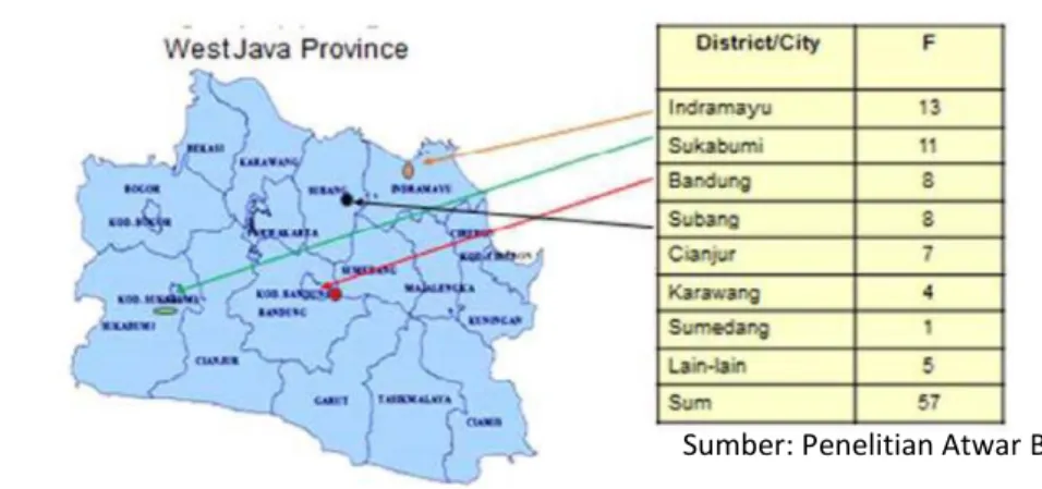 Gambar 1.1 Peta Women Trafficking di Jawa Barat  