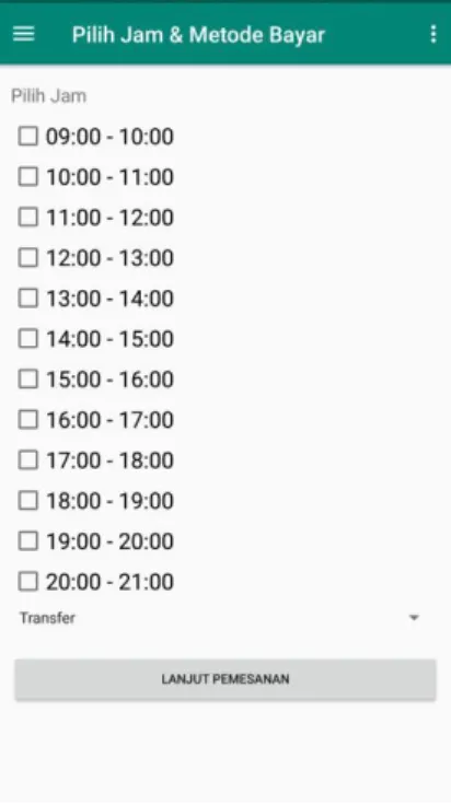 Gambar 4.13 Pilih Jadwal dan Metode Bayar 