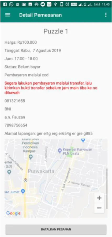 Gambar 4.15 Detail Pesanan Penyewa 