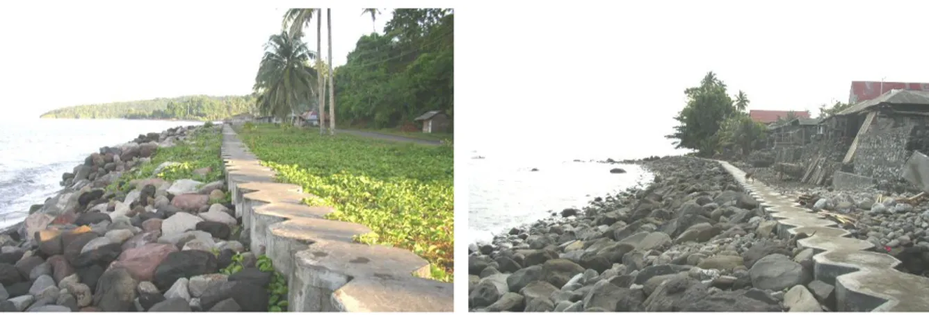 Gambar 3. 2 Bangunan pengaman pantai yang berfungsi sebagai pencegah abrasi pantai  di Kecamatan Tabukan Utara dan Tahuna Barat 