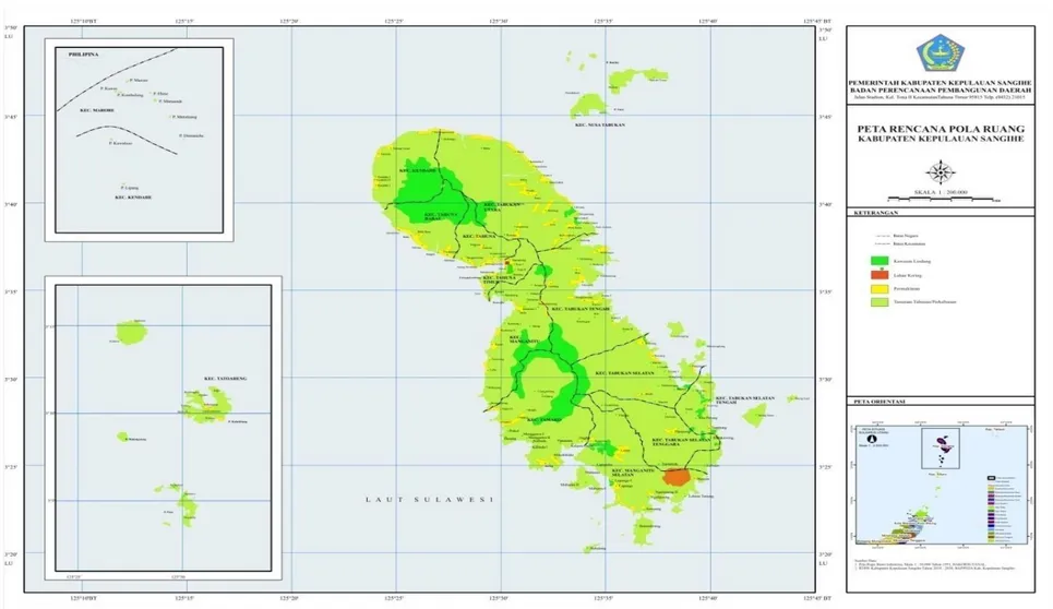 Gambar 3. 3 Peta  Rencana Pola Ruang Kabupaten Kepulauan Sangihe