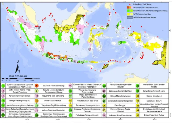 Gambar 3.2 Peta Wilayah Pengembangan Strategis Kementrian PUPR 2015-2019  Sumber : Renstra Ditjen Cipta Karya 2015 
