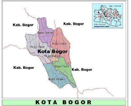 Gambar 2 Peta orientasi lokasi Kota Bogor (Anonim,  2004a).  