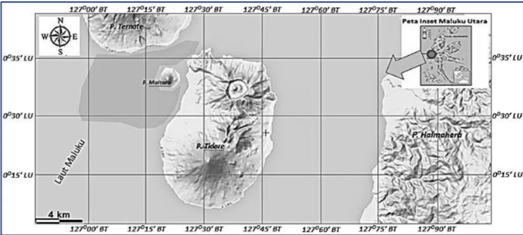 Gambar 1. Perairan Pesisir Pulau Tidore dan Pulau Ternate (Lokasi Penelitian) 