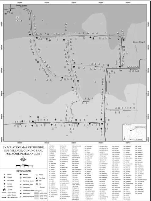 Figure 2. Evacuation map of Sipendil Sub Village. 