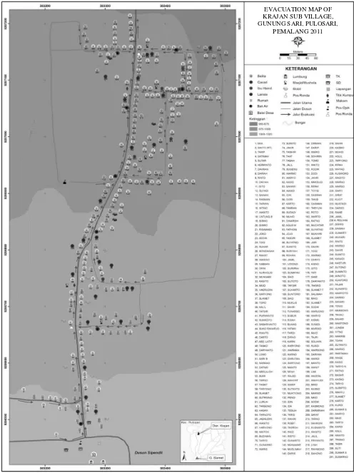 Figure 5. Evacuation map of Krajan Sub Village 