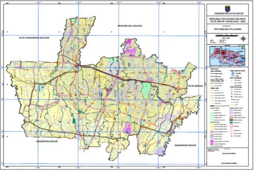 Gambar 3. 3 Peta Rencana  Pola Ruang  Wilayah  Kota Depok 2012 - 2032 