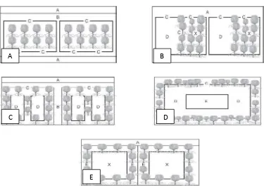 Gambar 1. Sarana Pembuatan Tambak A. Saluran air, B. Tanggul/pematangtambak, C. Pintu air, D