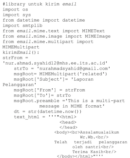 Gambar  3.8  menunjukkan  fungsi  kirim  yang  digunakan  untuk  mengirim hasil dari perangkat yang akan dikirim ke email sebagai  notifkasi
