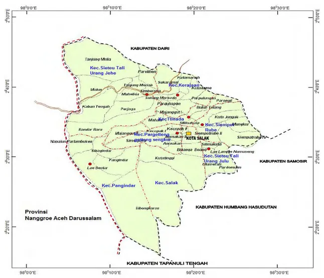 Gambar 2.3. Peta Pembagian Wilayah Desa Kabupaten Pakpak Bharat  2.1.2.  Topografi Dan Morfologi 