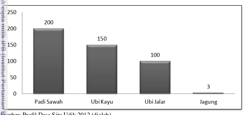Gambar 2 Perbandingan jumlah produksi komoditas tanaman pangan Desa Situ 