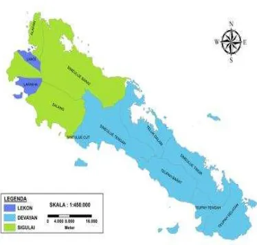 Gambar 4.1 Peta Bahasa Di Pulau Simeulue 