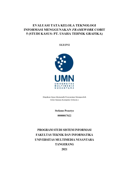 EVALUASI TATA KELOLA TEKNOLOGI INFORMASI MENGGUNAKAN FRAMEWORK COBIT 5 ...