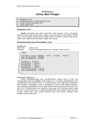 Pertemuan 5 Array Dan Fungsi 7135