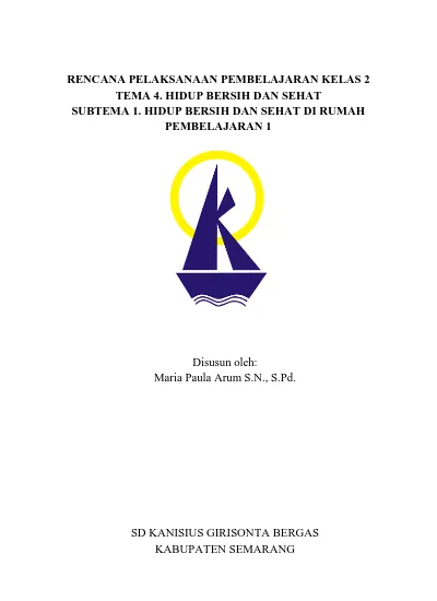 Rencana Pelaksanaan Pembelajaran Kelas 2 Tema 4 Hidup Bersih Dan Sehat Subtema 1 Hidup Bersih 9734