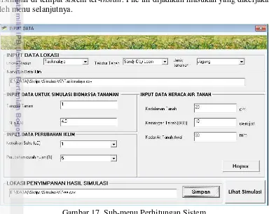 Gambar 17  Sub-menu Perhitungan Sistem 