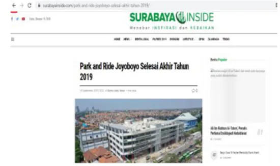 Gambar 4. Bukti pembangunan Park and Ride TIJ  selesai pada akhir tahun 2019 