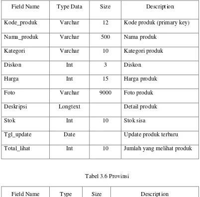 Tabel 3.6 Provinsi 