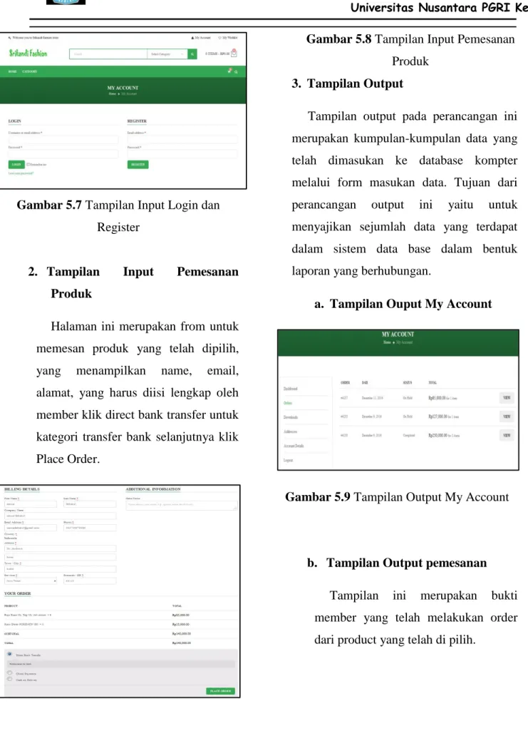 Gambar 5.7 Tampilan Input Login dan  Register 