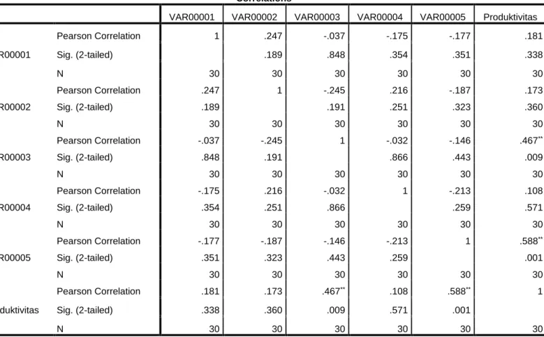 Tabel 4.5   Validitas Produktivitas 