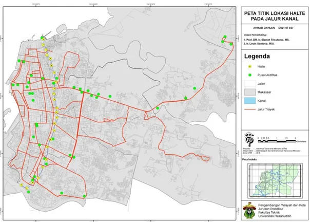 Gambar 5. Peta Titik Lokasi Halte Pada Jalur Kanal Jongaya dan Panampu 