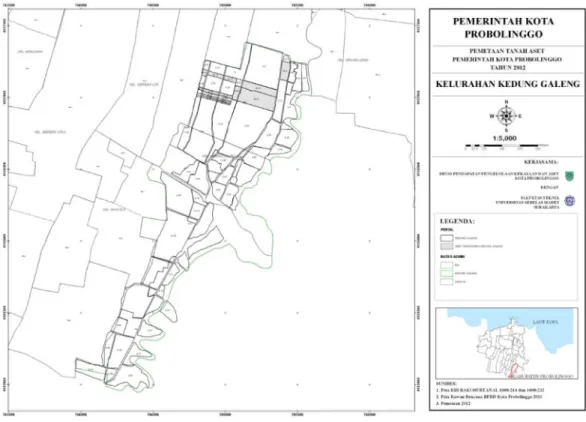 Gambar 4 Peta tanah aset Pemerintah Kota Probolinggo Tahun 2012 di Kelurahan Kedung Galeng.