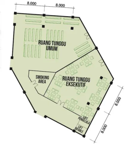 Gambar 4. 7 Skematik Interior Ruang Tunggu Sumber: Analisa Penulis(2018) 