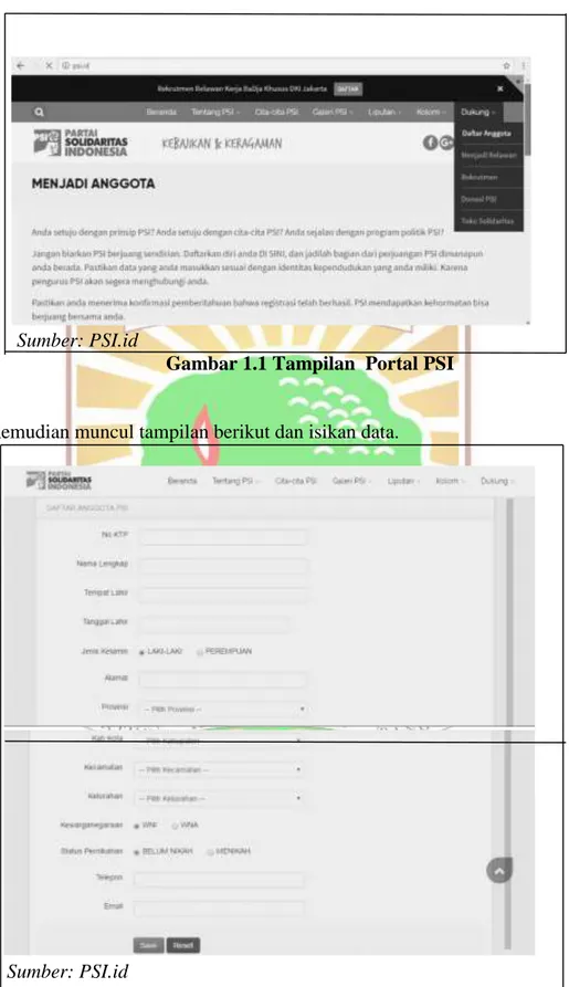Gambar 1.1 Tampilan  Portal PSI 