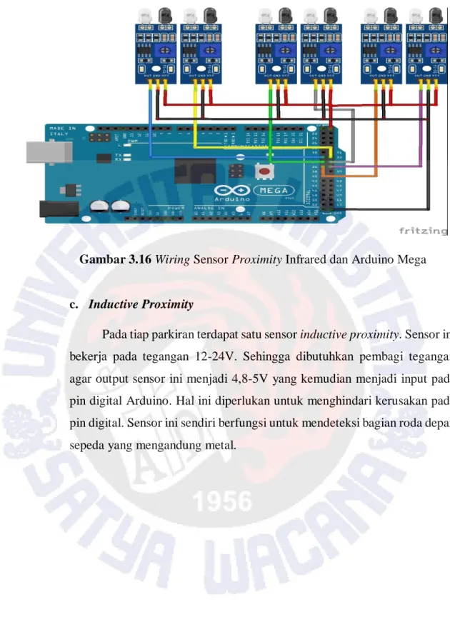 Gambar 3.16 Wiring Sensor Proximity Infrared dan Arduino Mega 