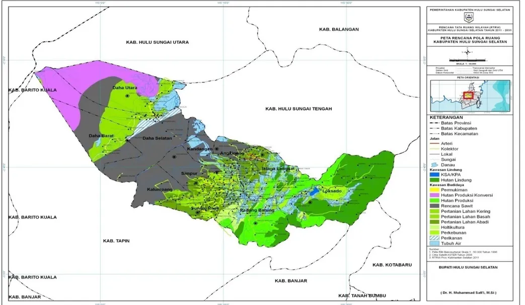 Gambar 2.3 Peta Rencana Pola Ruang Kabupaten Hulu Sungai Selatan 