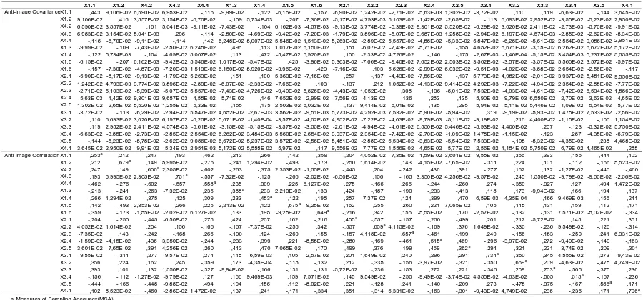 Tabel IV.19 Anti-Image Matrices menunjukkan indikator X1.1 (0,253), X1.3 